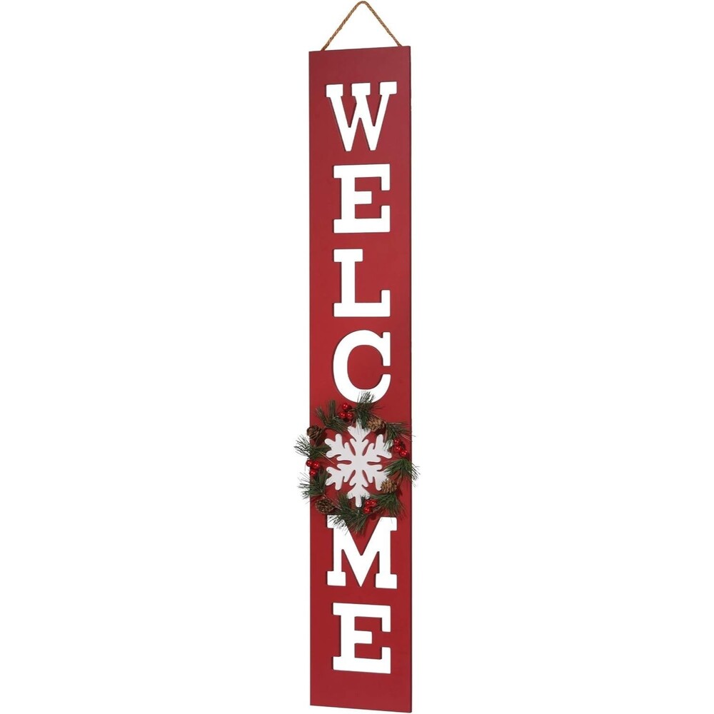 National Tree Company 42" Winter Welcome Sign, Red